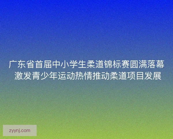 广东省首届中小学生柔道锦标赛圆满落幕 激发青少年运动热情推动柔道项目发展